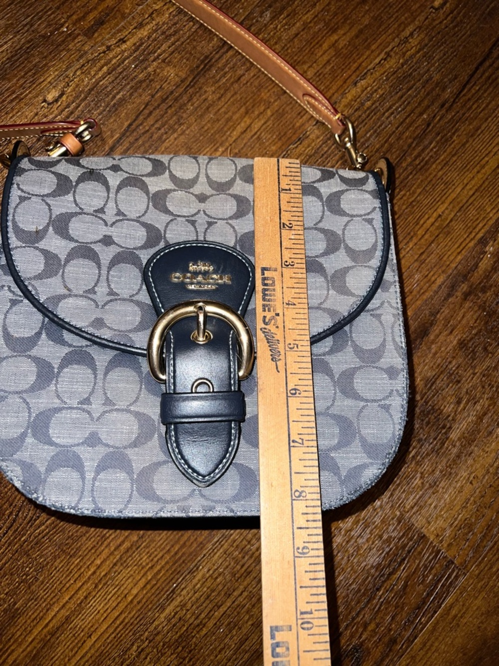 Coach Kleo 23 Navy Blue Canvas Brown Signature Chambray Shoulder Crossbody Bag - Picture 13 of 14